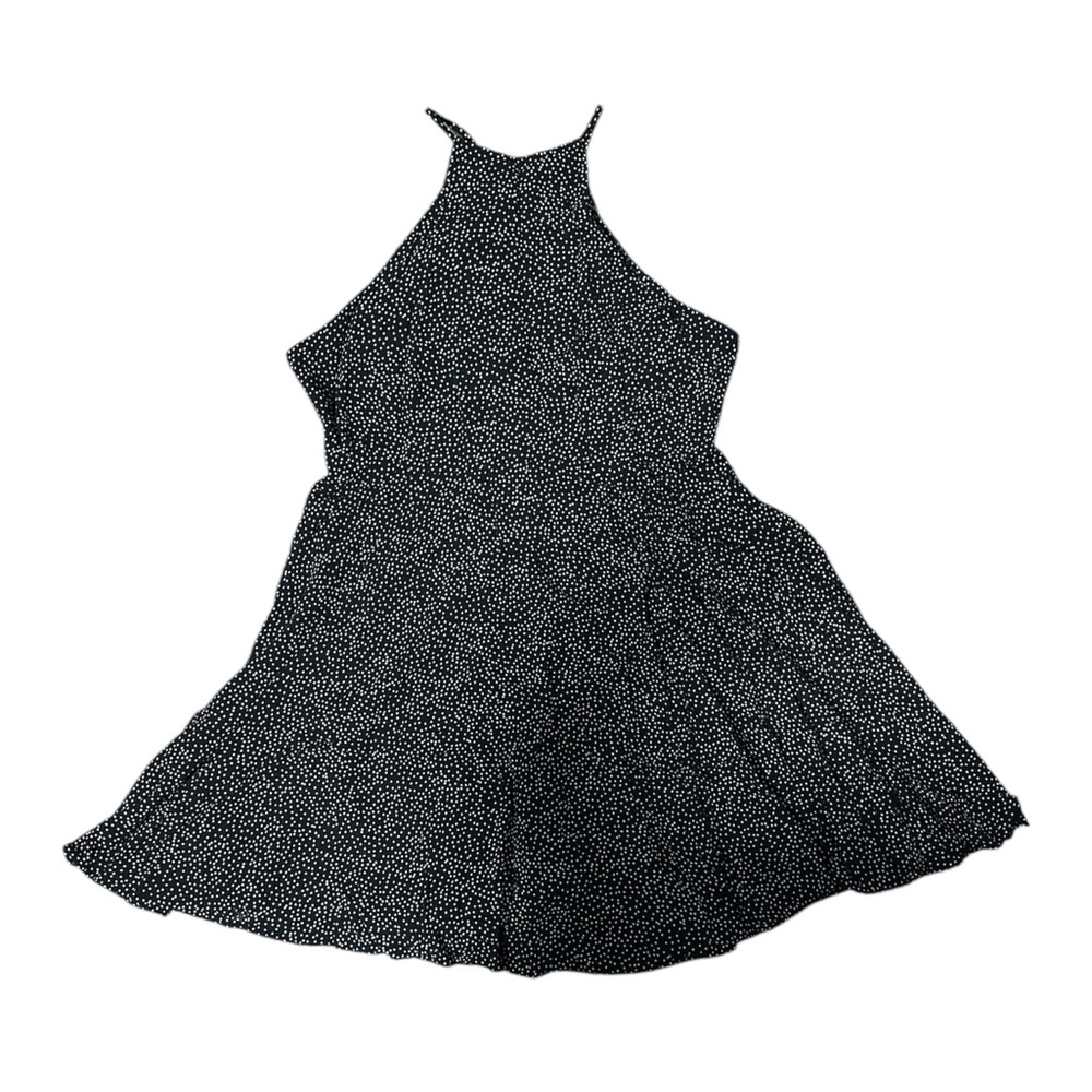 COOPERATIVE WOMEN'S HALTER DOT PRINT MINI DRESS BLACK WHITE SMALL S